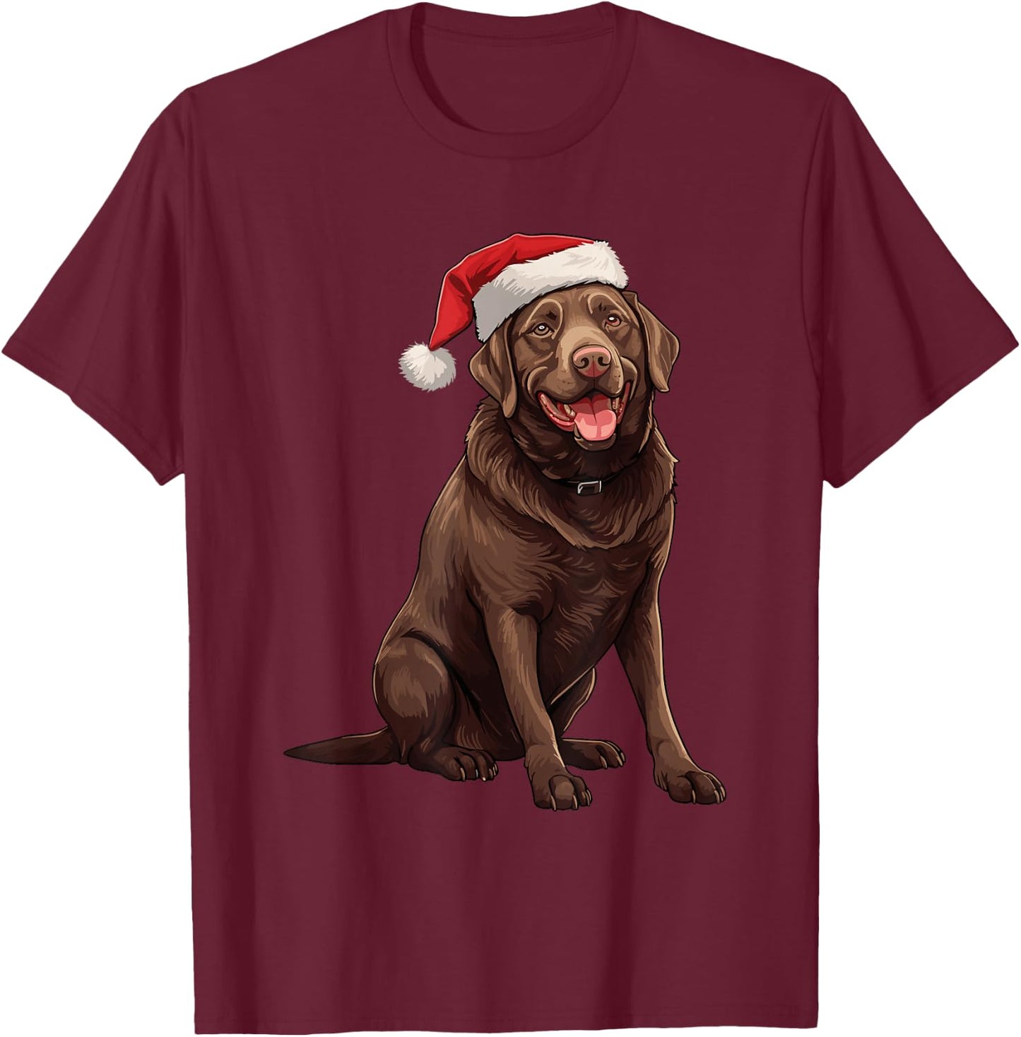 Chocolate Labrador Dog Christmas Santa Hat Xmas Pajama Men Women Kids T-Shirt - T-Shirt | Maroon