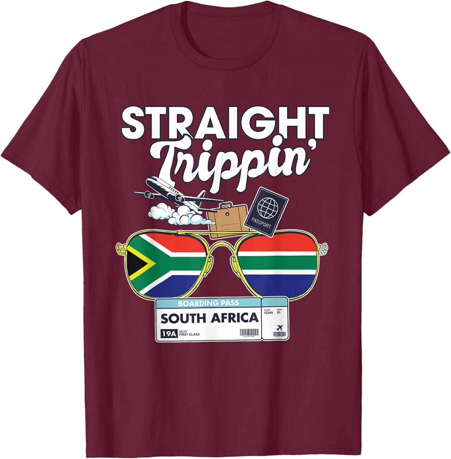 Straight Trippin' South Africa Vacation Tour Travel Trip T-Shirt - T-Shirt | Maroon