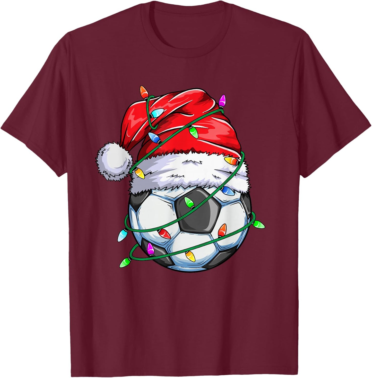 Santa Soccer Ball Sports Design- Christmas Soccer Player T-Shirt - T-Shirt | Maroon