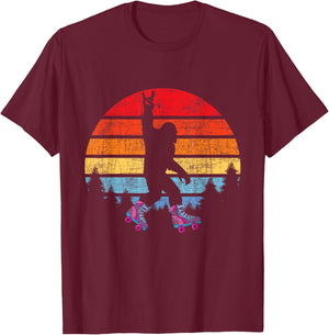 Retro Vintage Bigfoot Skater - Roller Skating Roller Derby T-Shirt - T-Shirt | Maroon