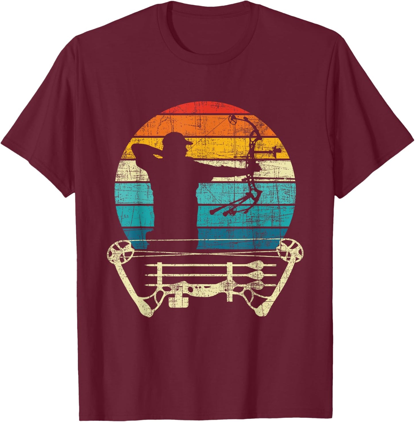 Retro Vintage Archery Girl - Bow Arrow Archer Bowhunting T-Shirt - T-Shirt | Maroon