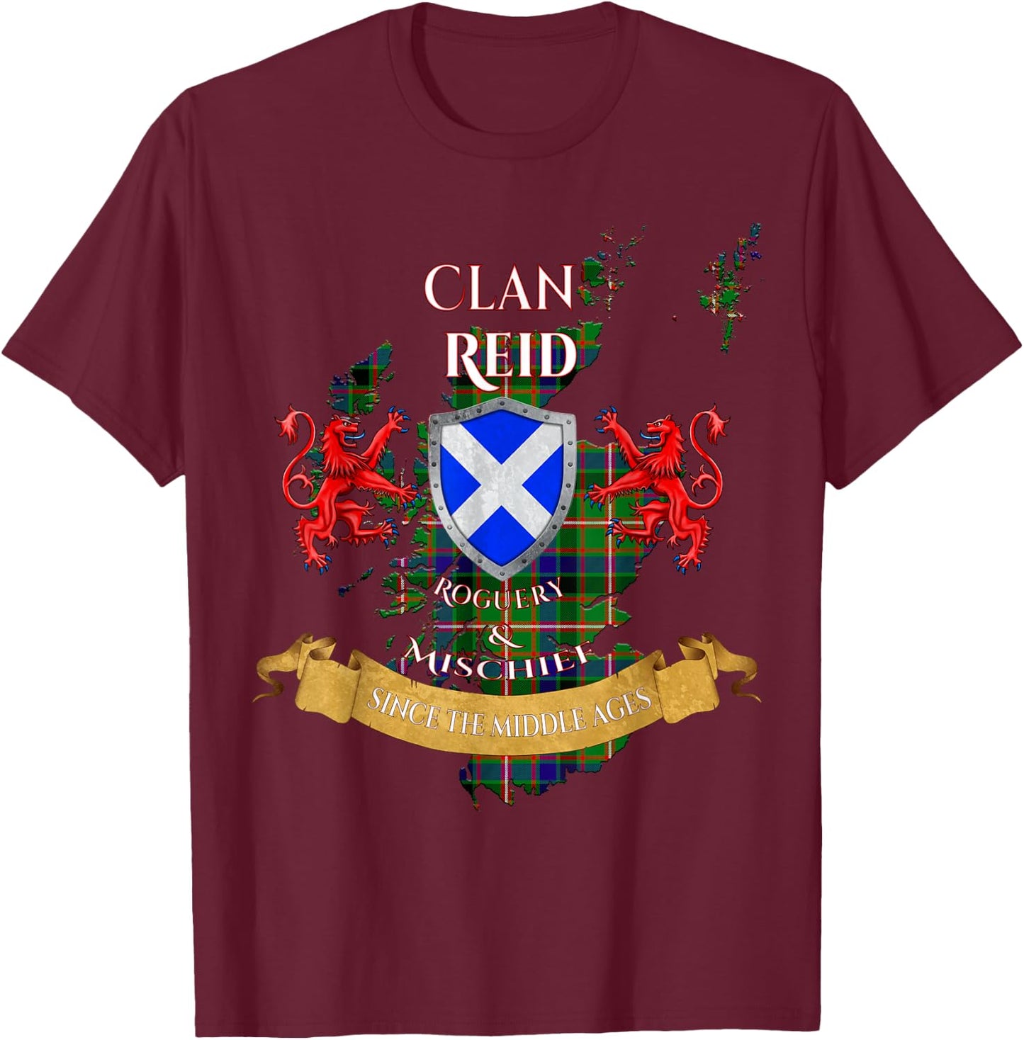 Reid Scottish Family Clan Middle Ages Mischief T-Shirt - T-Shirt | Maroon
