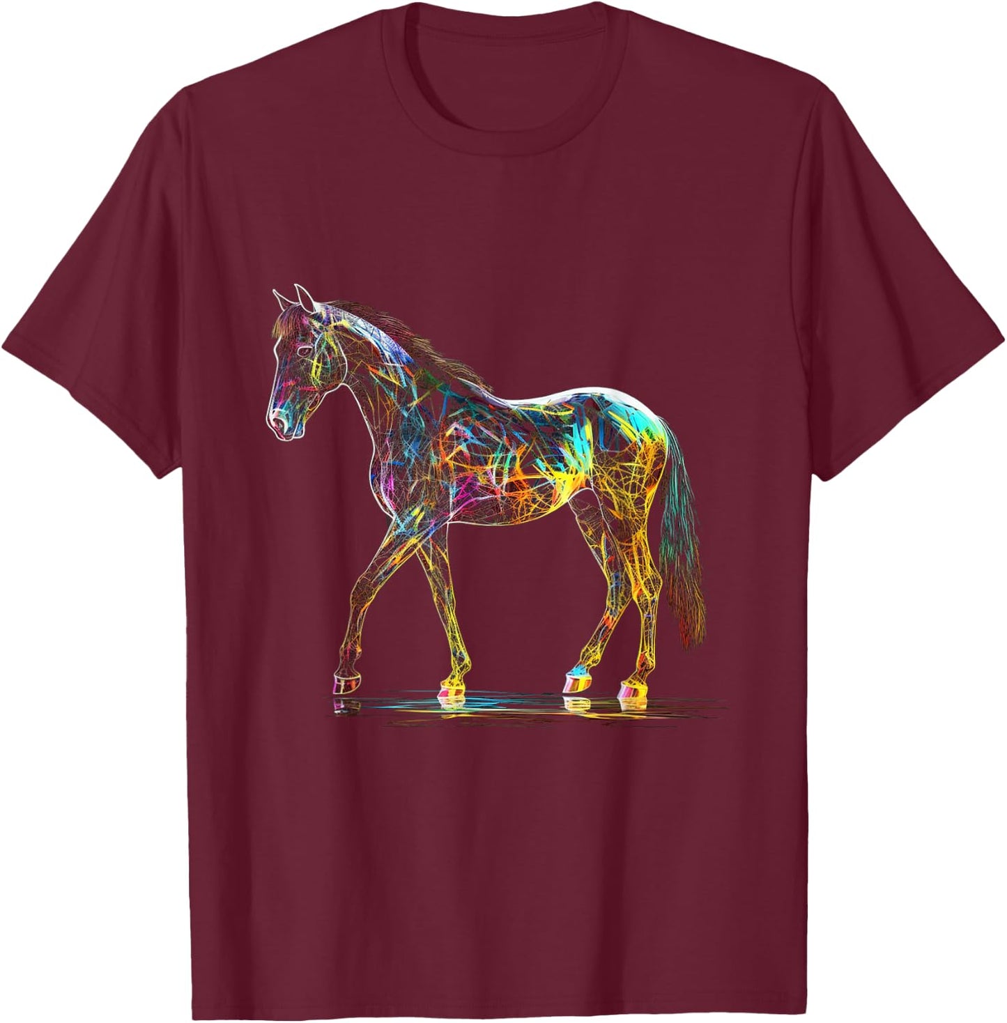 Horse Art Colourful Horse Motif Artwork Horse T-Shirt - T-Shirt | Maroon