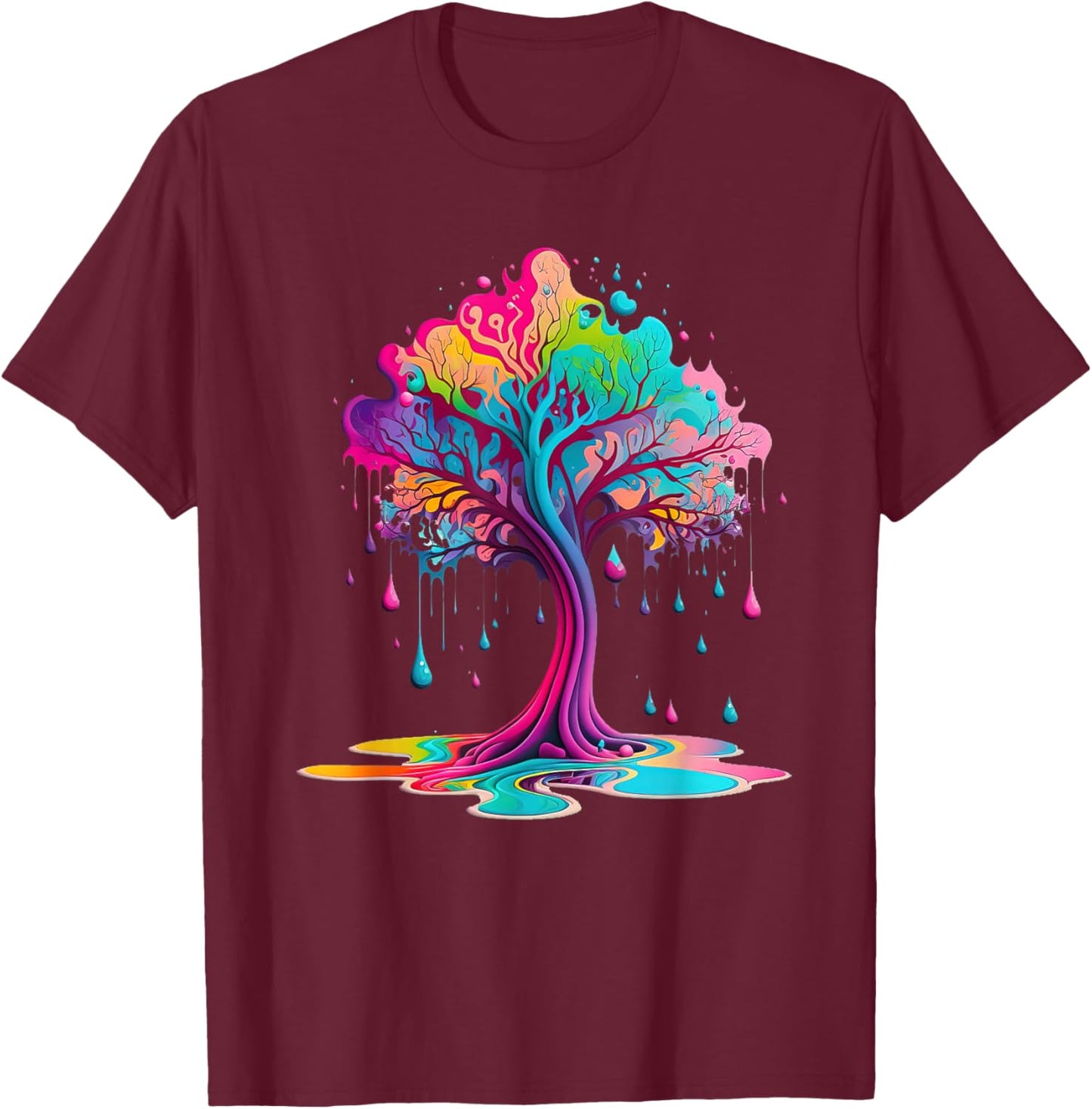 Paint Drip Tree , Paint Splash Tree of Life T-Shirt - T-Shirt | Maroon