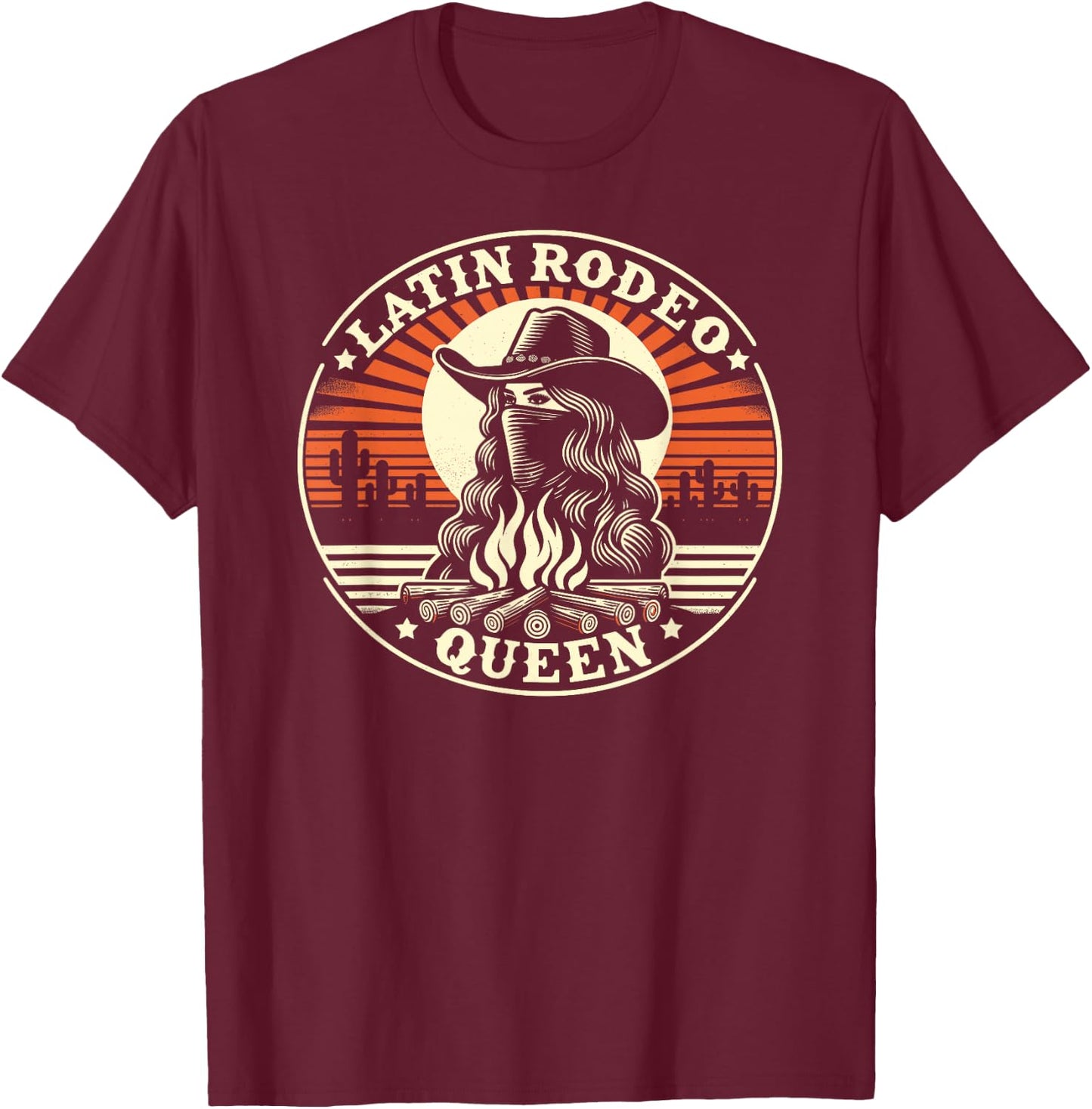 Latin Rodeo Queen, Mexican Latina Cowgirl T-Shirt - T-Shirt | Maroon