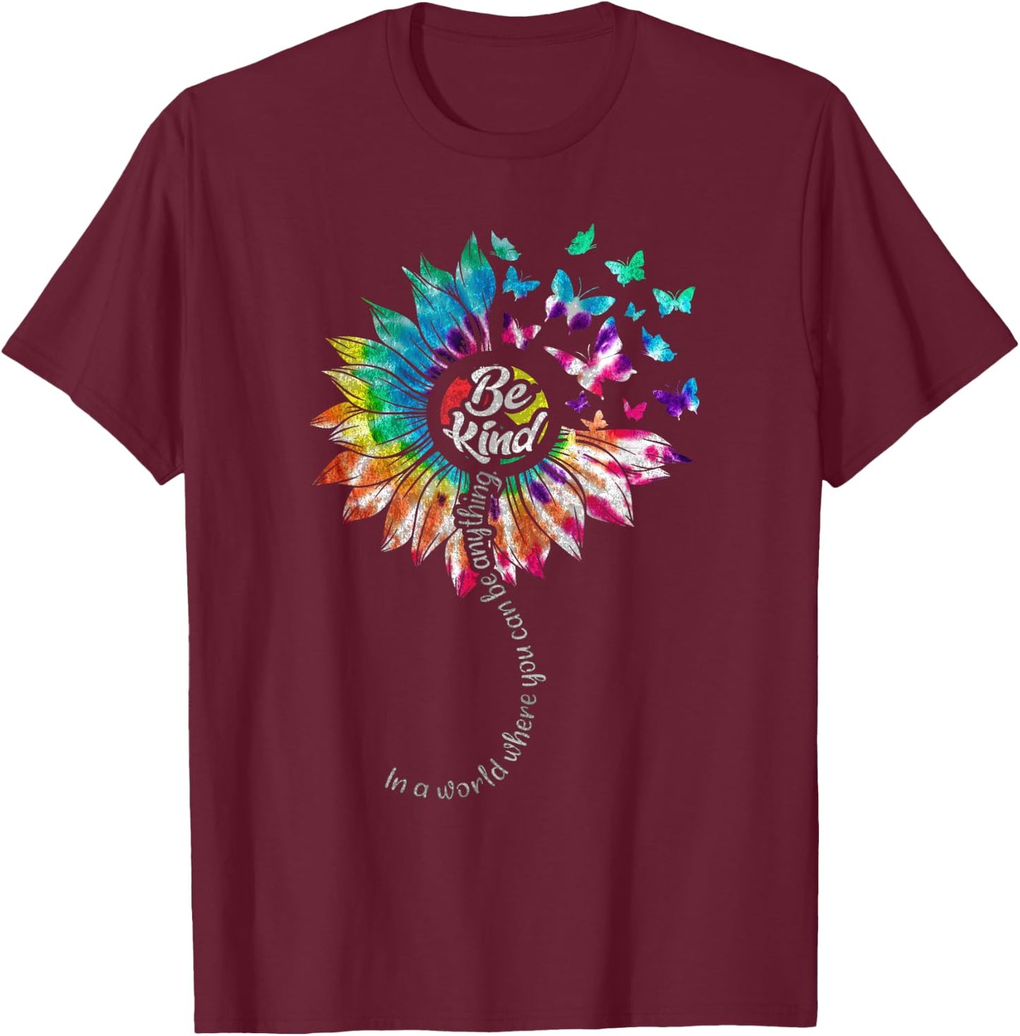 In World Where You Can Be Anything Be Kind Autism Awareness T-Shirt - T-Shirt | Maroon