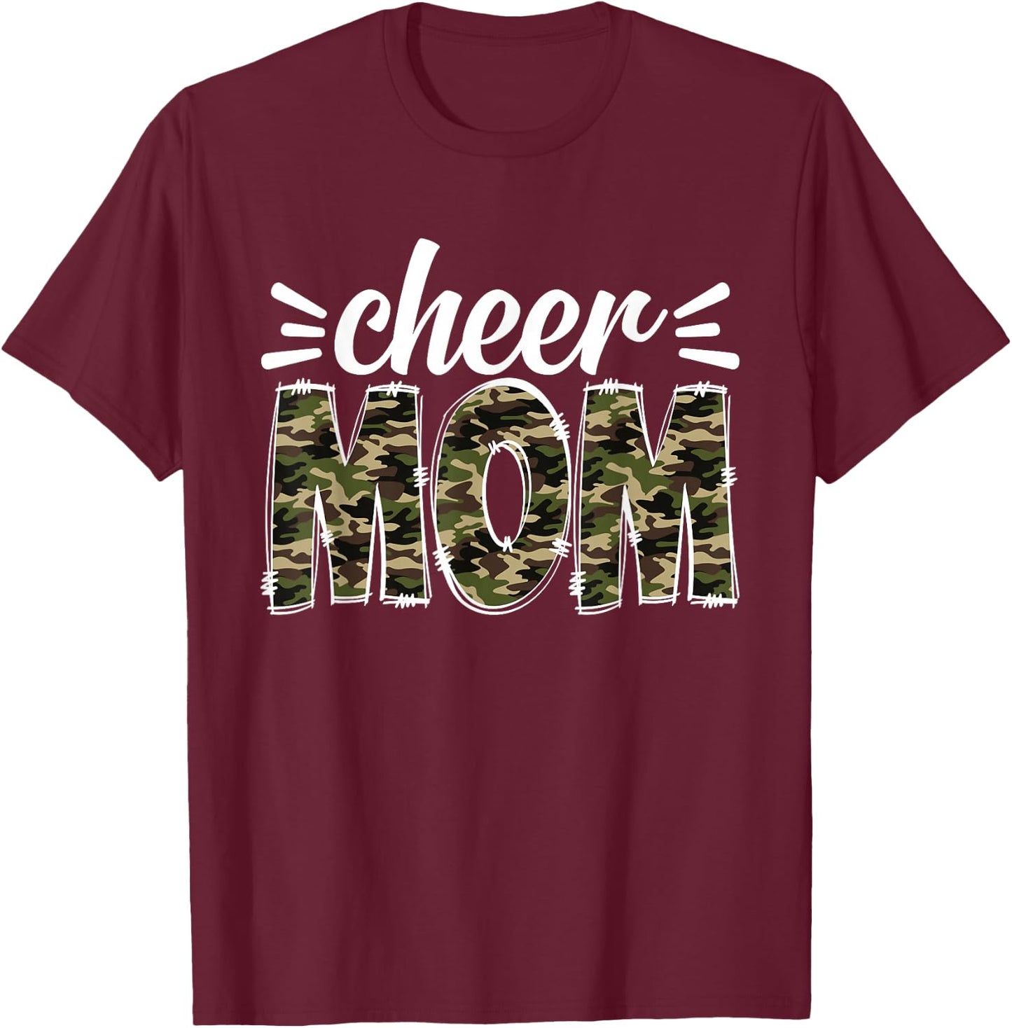 Cheer Mom Camouflage Cheer Crew Cheerleader Mother's Day T-Shirt - T-Shirt | Maroon
