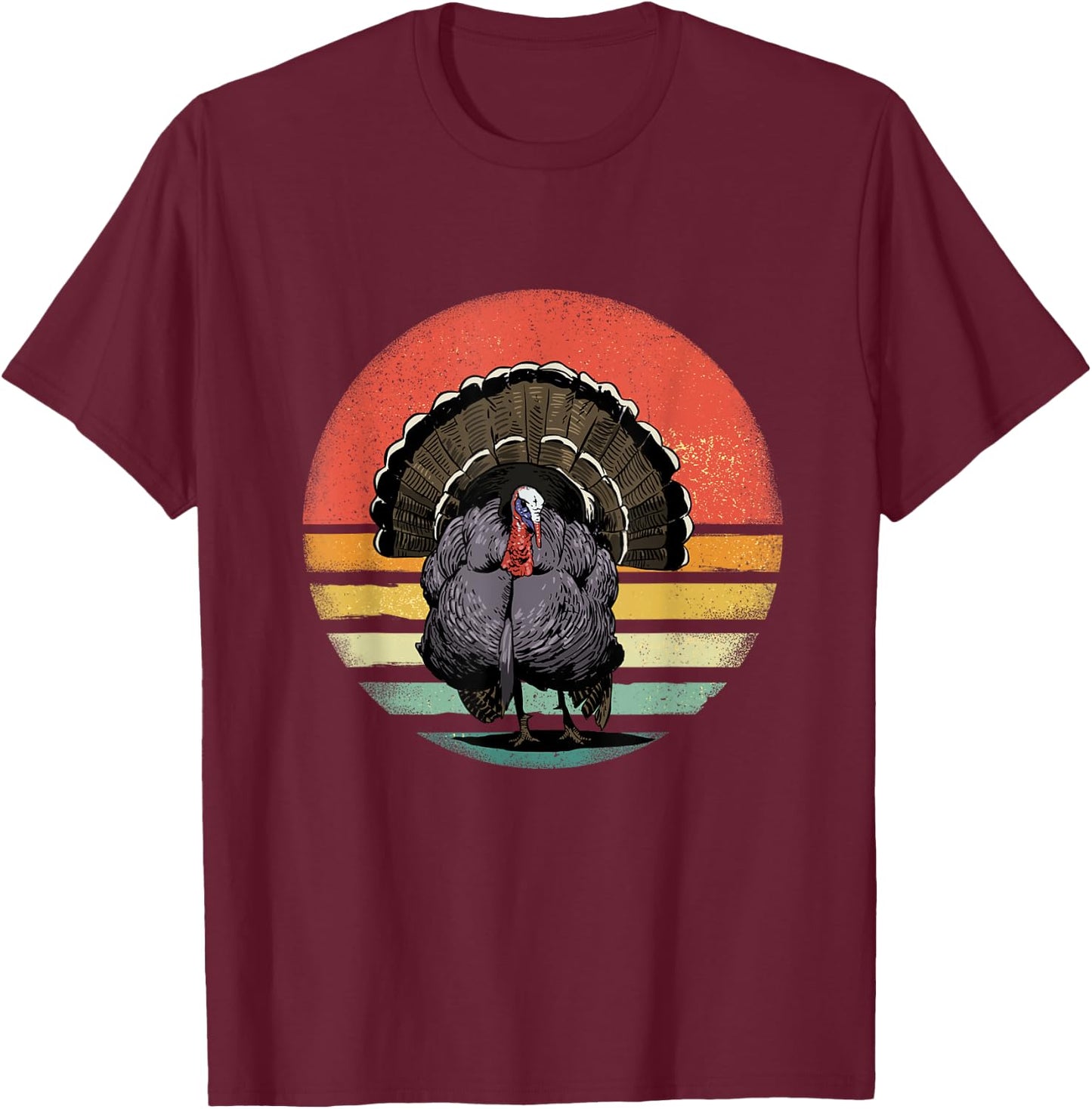 Retro Vintage Wild Turkey Bird Thanksgiving Turkey Hunting T-Shirt - T-Shirt | Maroon