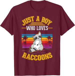 Just a boy who loves Raccoons T-Shirt - T-Shirt | Maroon