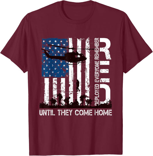 Red Friday Until They Come Home Distressed R.E.D. US Flag T-Shirt - T-Shirt | Maroon