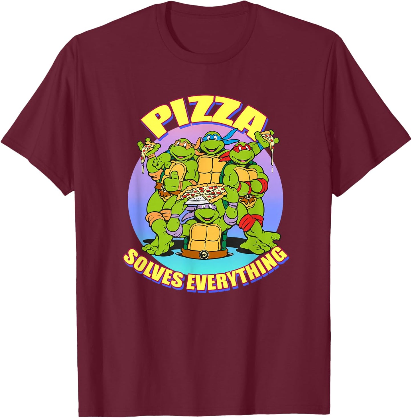 TMNT - Pizza Solves Everything T-Shirt - T-Shirt | Maroon