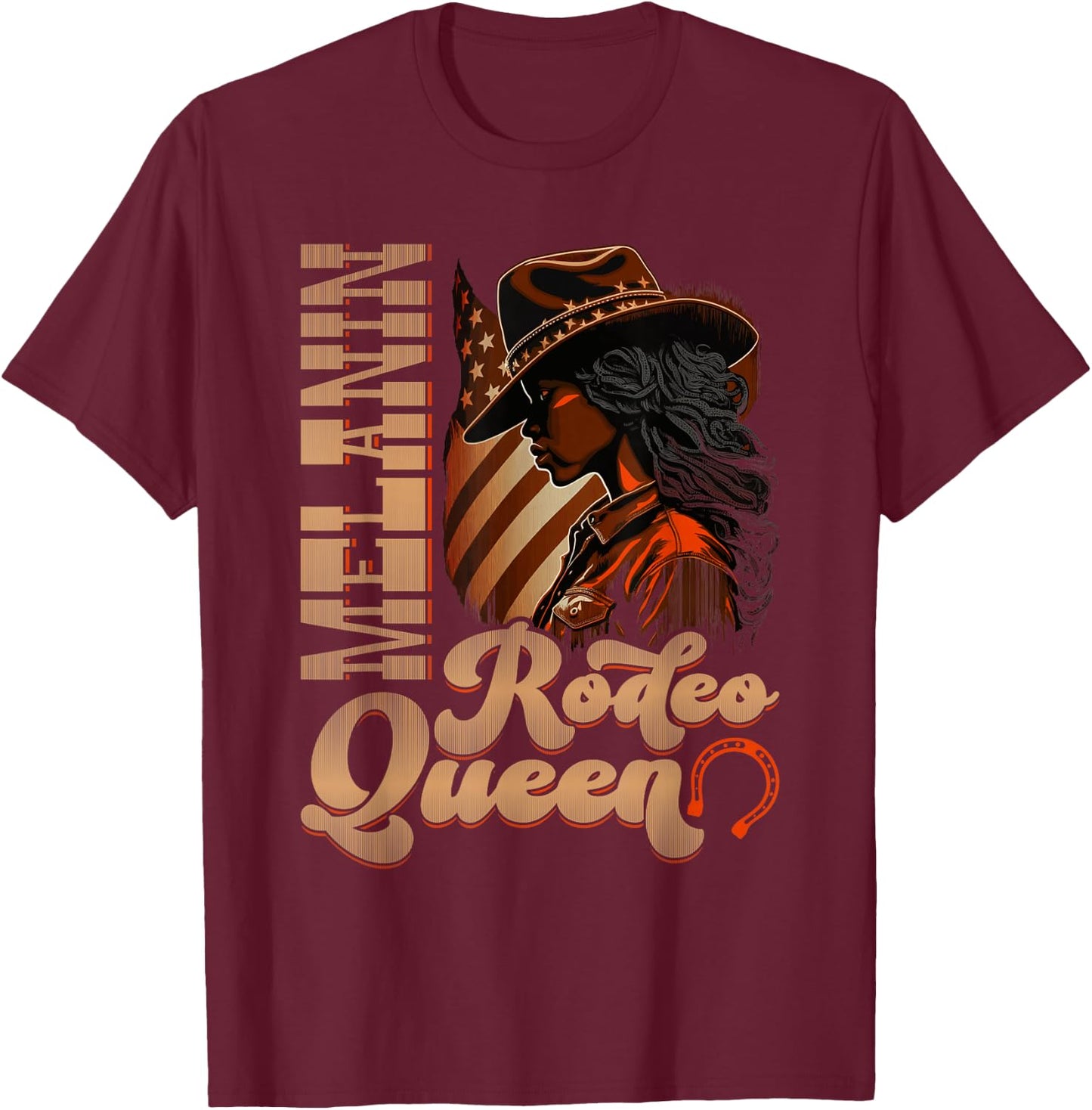 Melanin Rodeo Queen Country African-American Cowgirl T-Shirt - T-Shirt | Maroon
