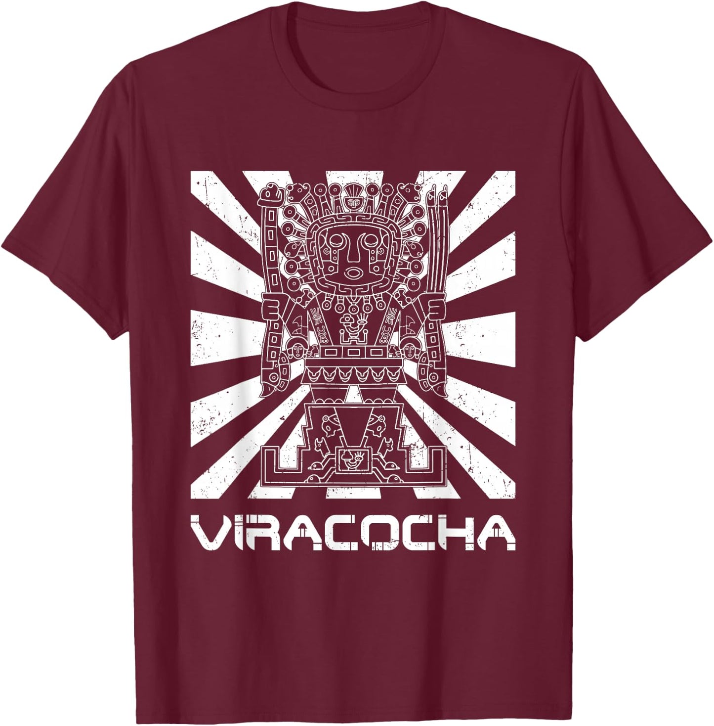 Viracocha Persus Writes Antique Symbols Inca Peru Chicano T-Shirt - T-Shirt | Maroon