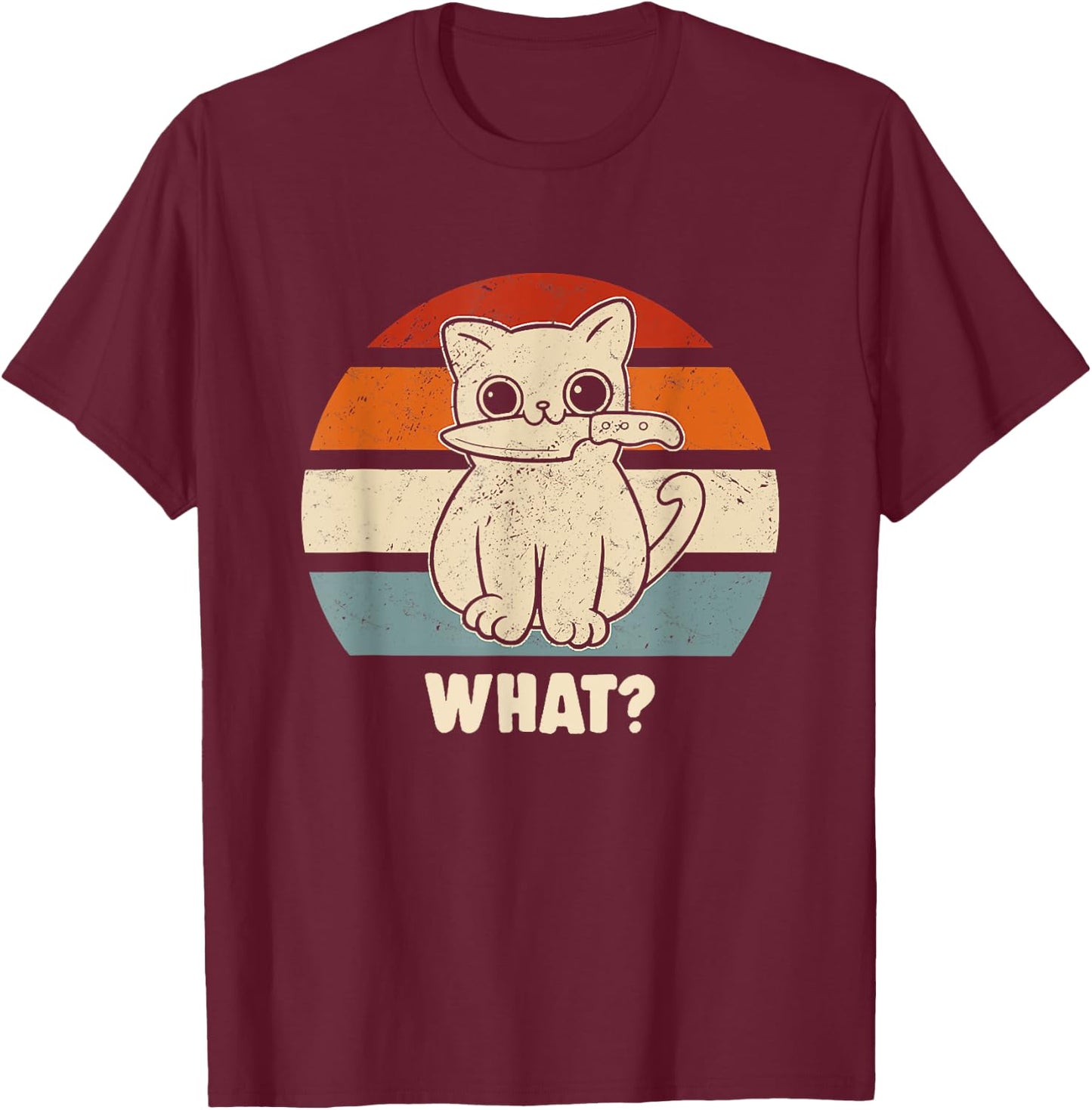 Retro What Cat Knife Meow Kitty Funny Cats Mom And Cat Dad Women T-Shirt - T-Shirt | Maroon