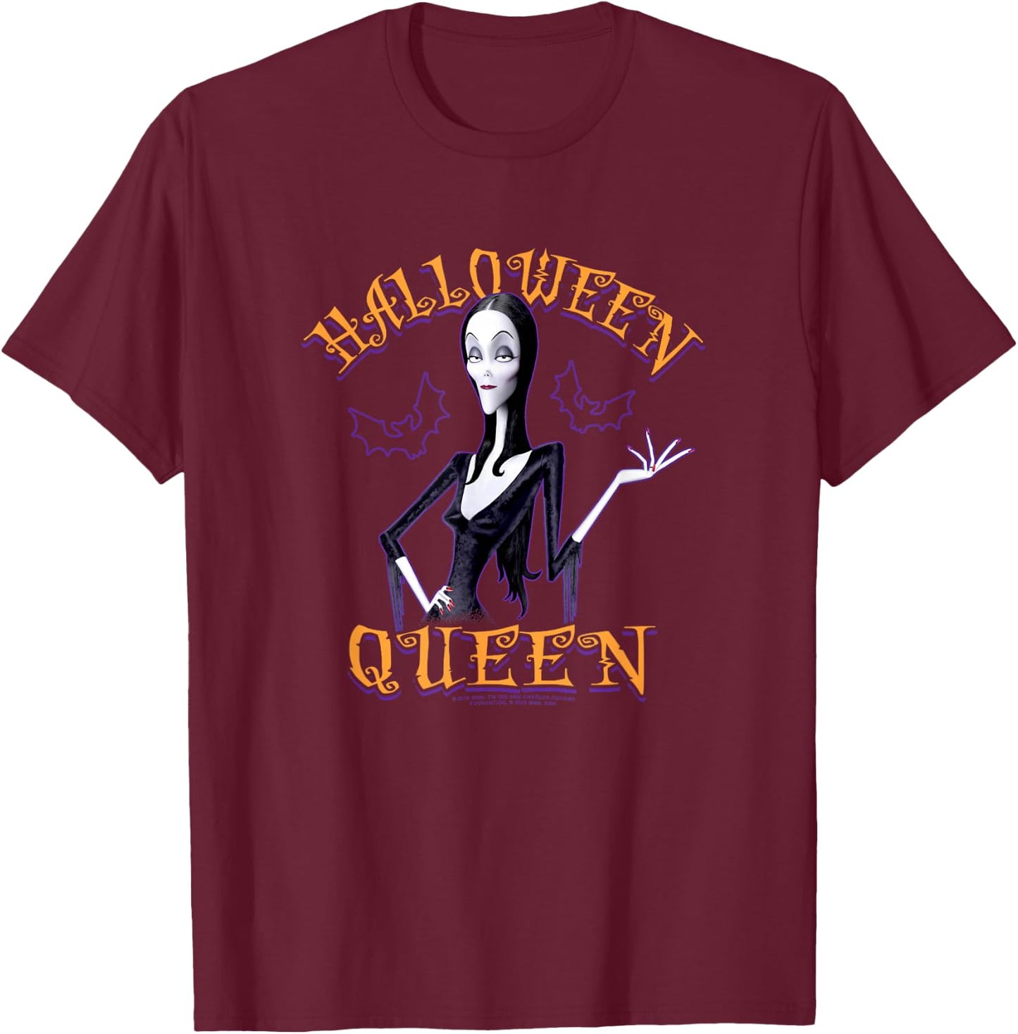 The Addams Family Halloween Queen Vintage Morticia Poster T-Shirt - T-Shirt | Maroon