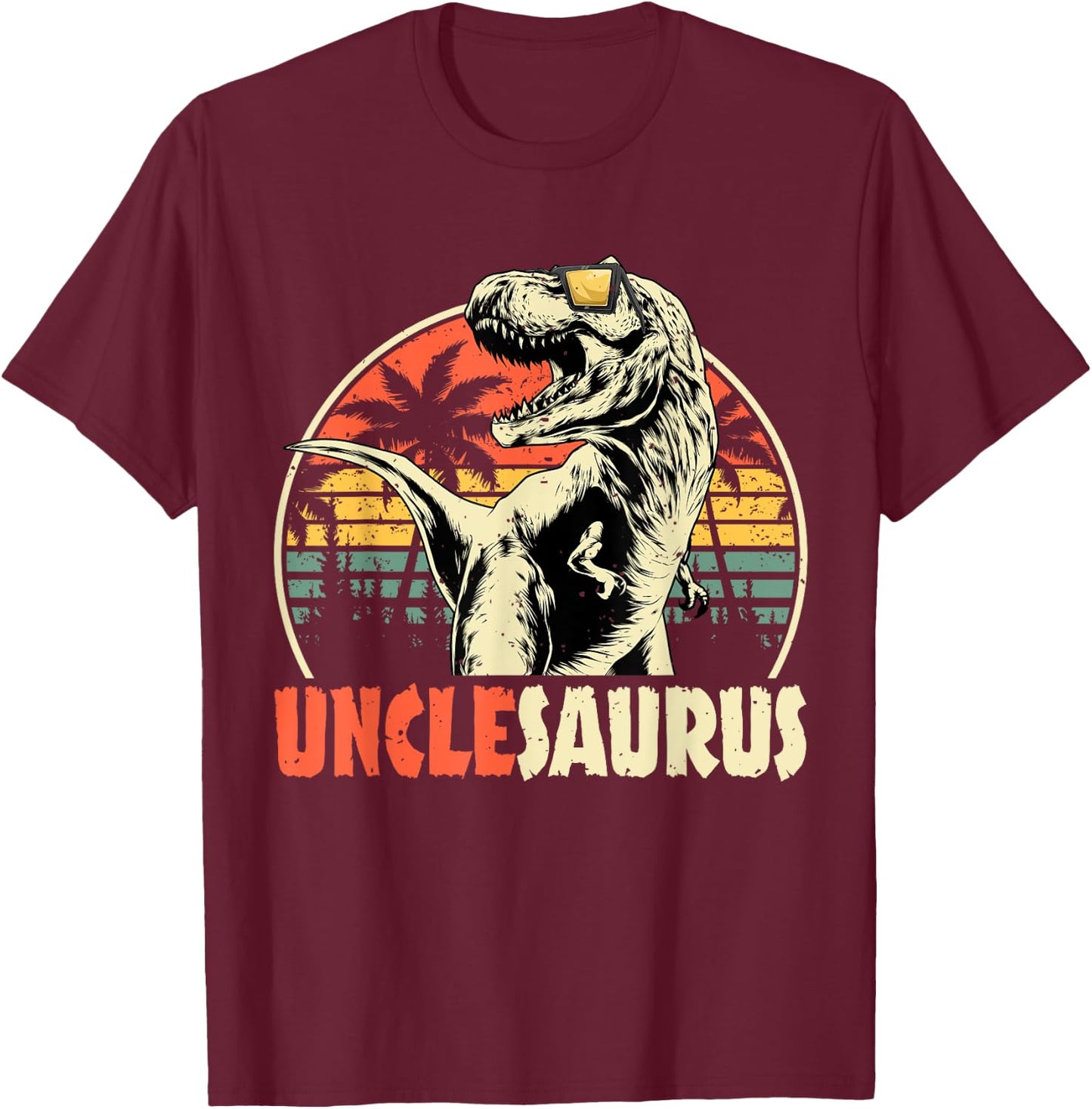 Unclesaurus T Rex Dinosaur Uncle Saurus Family Matching T-Shirt - T-Shirt | Maroon