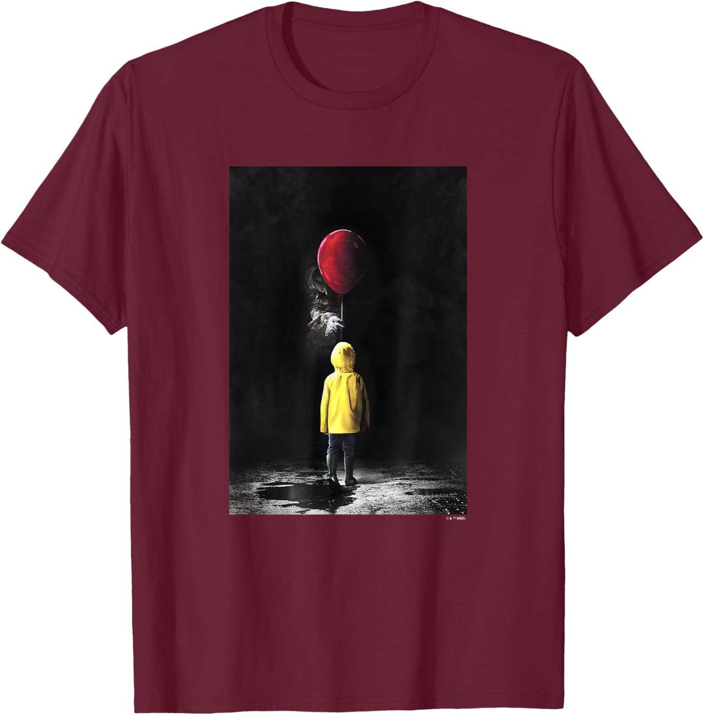 It Pennywise & Georgie Red Balloon Iconic Movie Poster T-Shirt - T-Shirt | Maroon