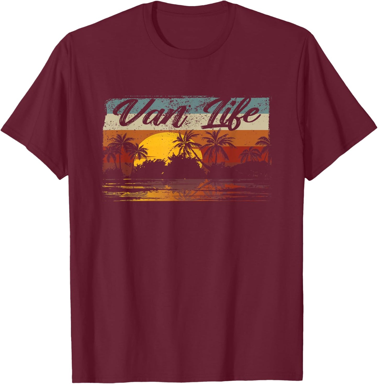 Retro Vintage Van Life is The Real Adventure T-Shirt - T-Shirt | Maroon