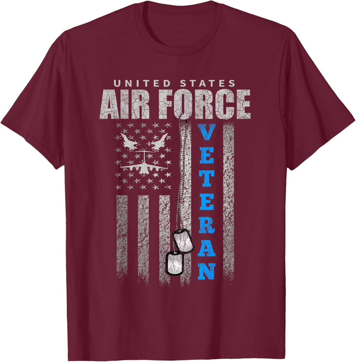 Veteran of The US Air Force USA Flag Veterans T-Shirt - T-Shirt | Maroon