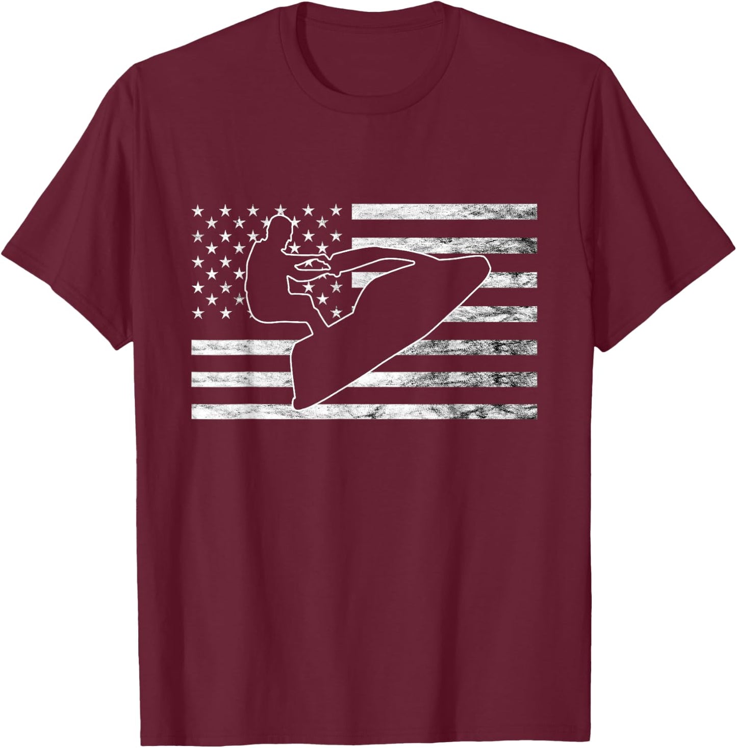 Jetski Watercraft Jet Ski Jet Skier American USA Jet Skiing T-Shirt - T-Shirt | Maroon
