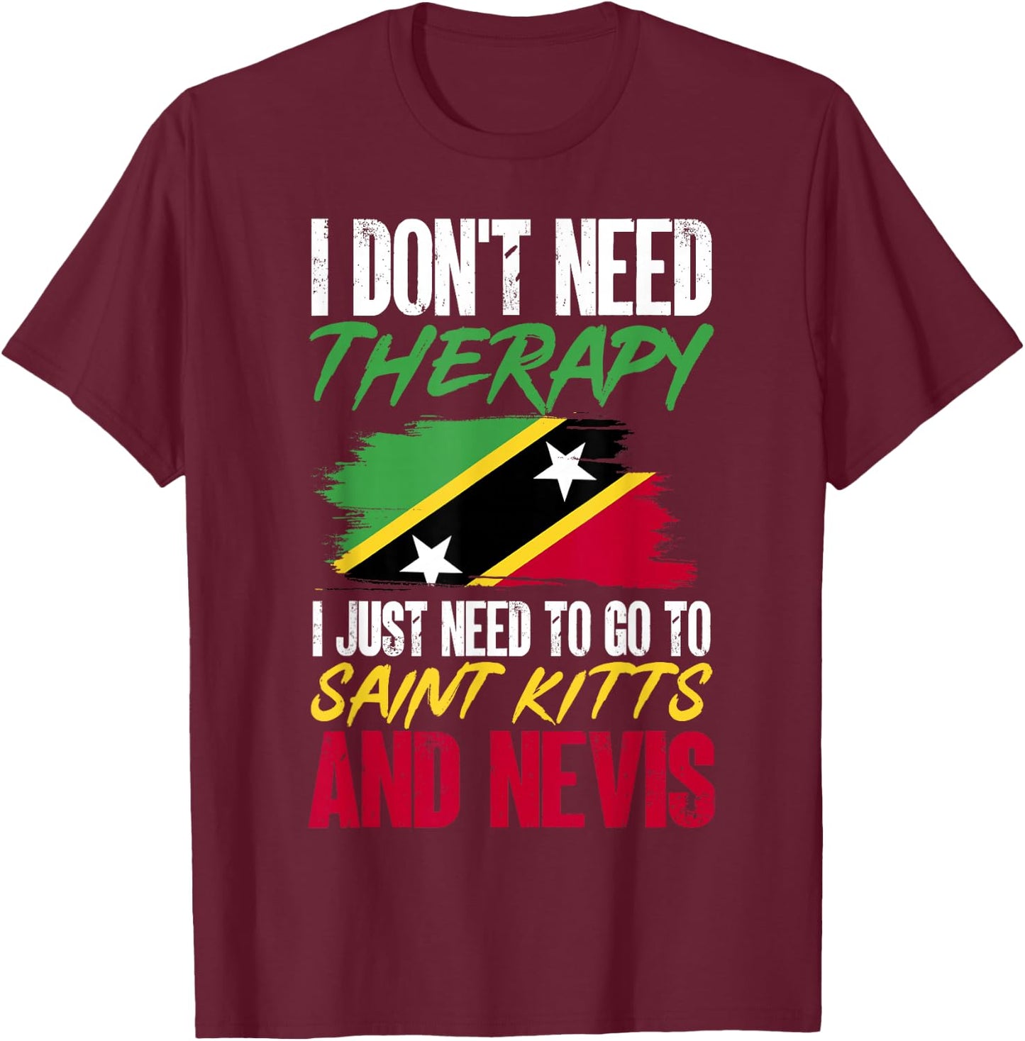 St Kitts and Nevis Flag T-Shirt - T-Shirt | Maroon