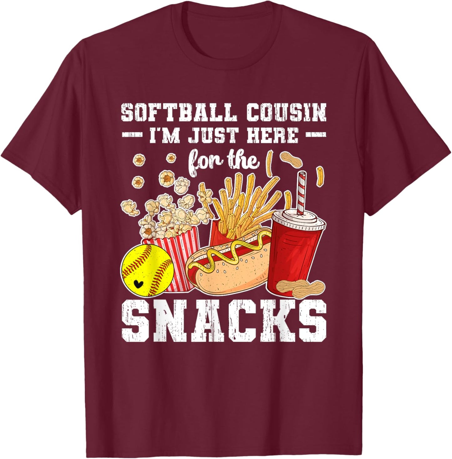 Softball Cousin Funny Cousin Of A Softball Player Cousin T-Shirt - T-Shirt | Maroon