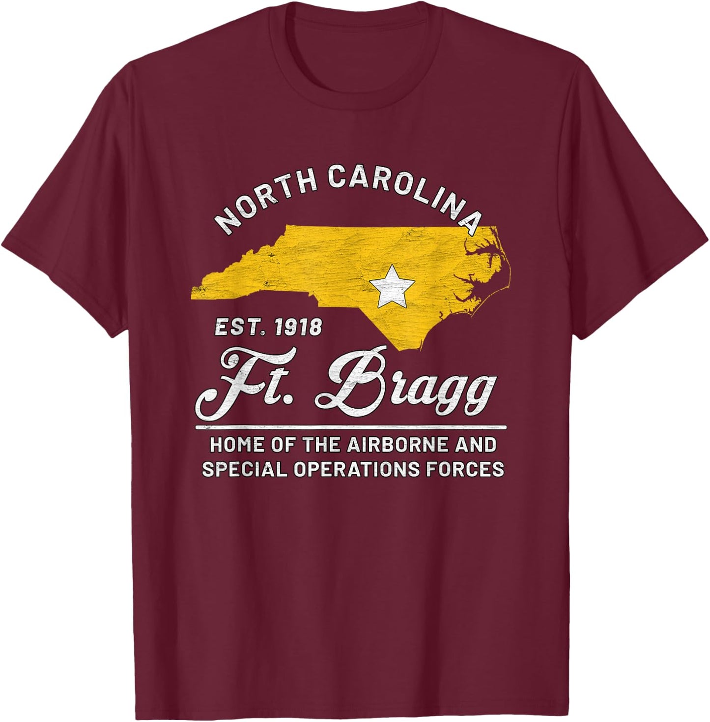 Fort Bragg North Carolina NC Airborne Special Operations T-Shirt - T-Shirt | Maroon
