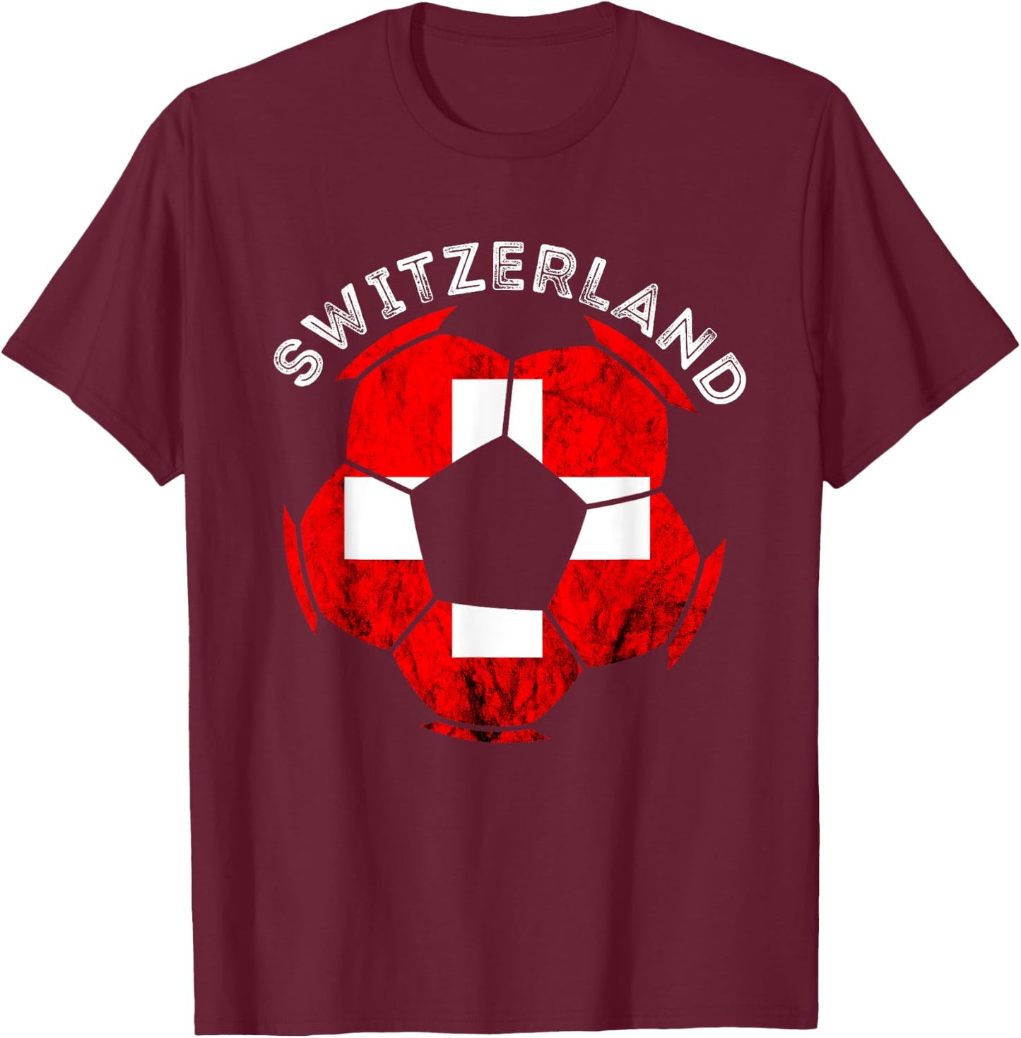 Swiss Pride Swiss Roots Switzerland Soccer Team Swiss Flag T-Shirt - T-Shirt | Maroon