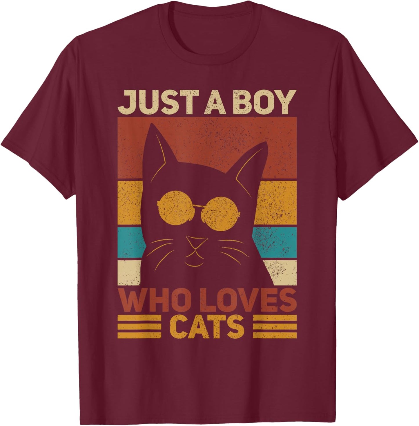 Just A Boy Themed Cat Lover T-Shirt - T-Shirt | Maroon