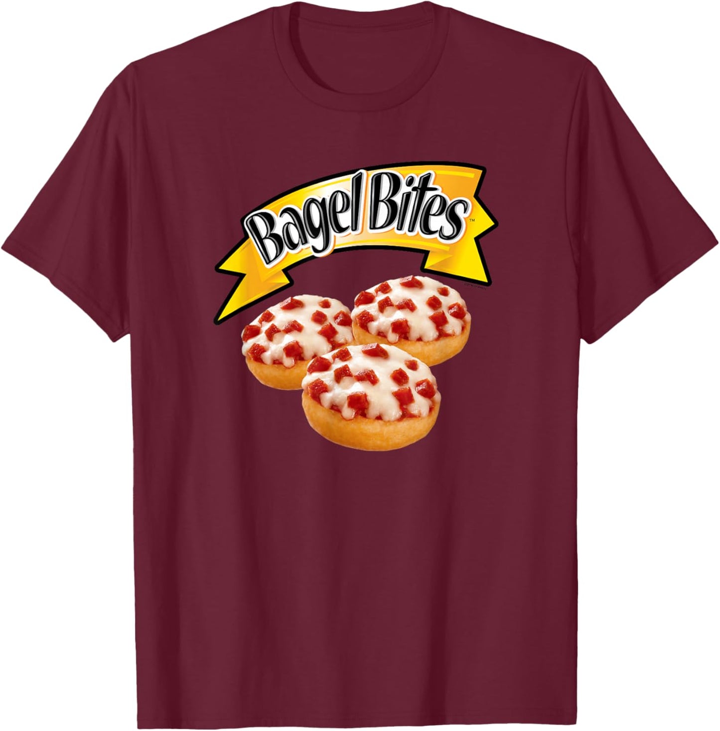 Bagel Bites Official Pizza Snacks Real Tasty Food Logo T-Shirt - T-Shirt | Maroon