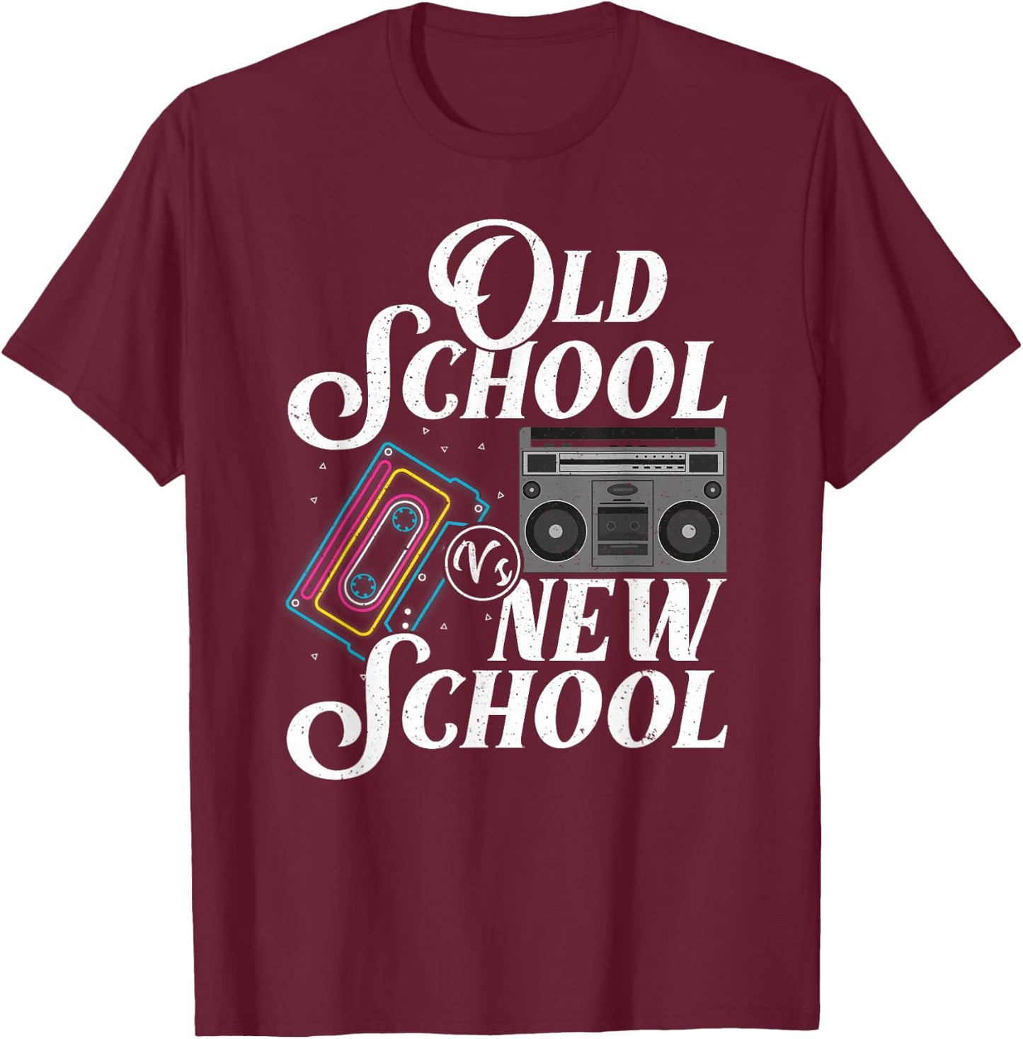 Old school vs new school old school against new school T-Shirt - T-Shirt | Maroon