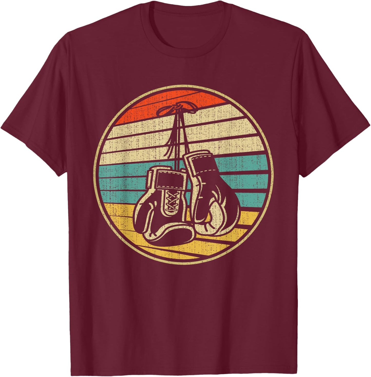 Vintage Retro 60s 70s Style Boxing Gloves Boxer Player Lover T-Shirt - T-Shirt | Maroon