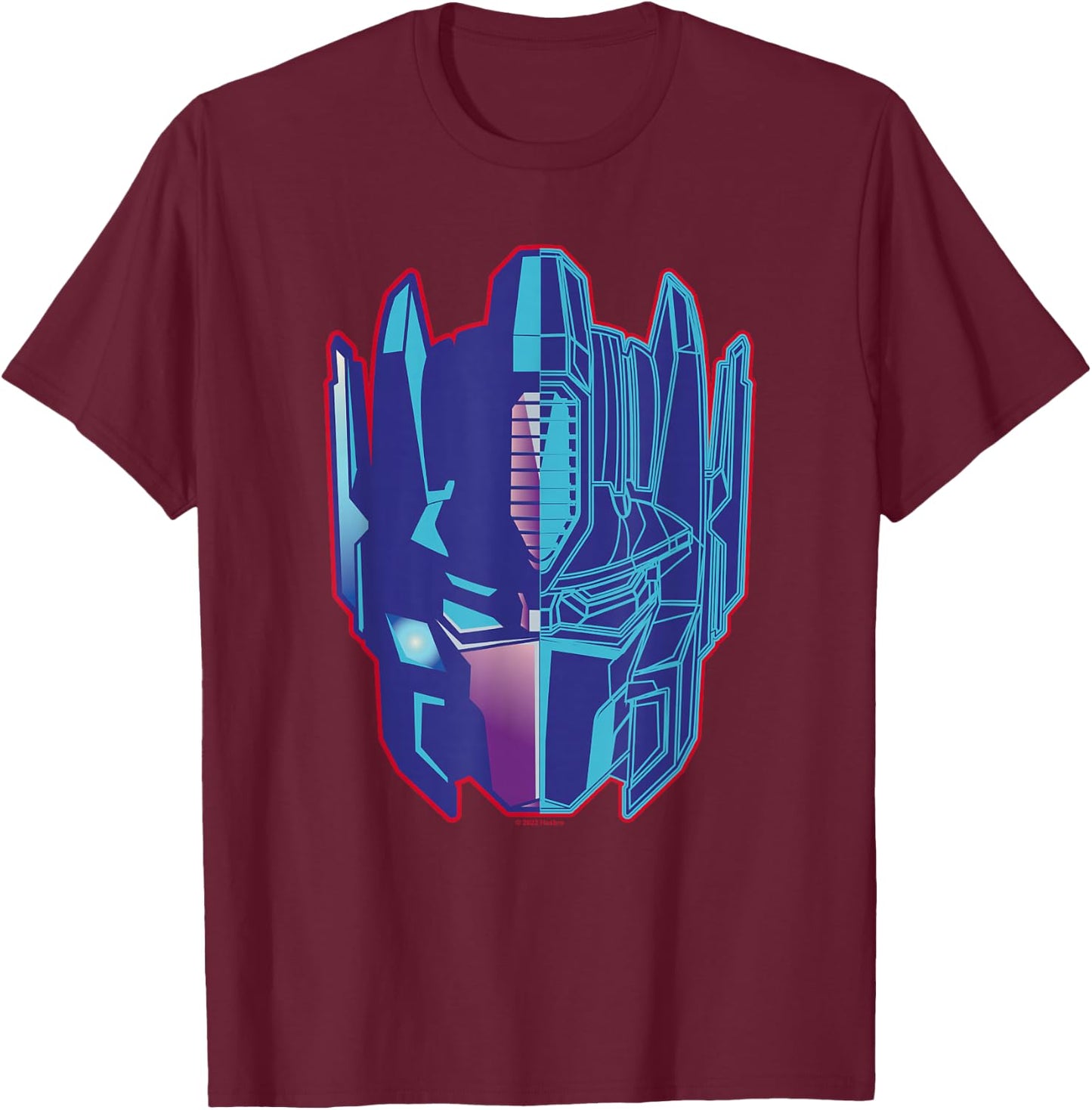 Transformers Optimus Prime Scheme Big Face Logo T-Shirt - T-Shirt | Maroon
