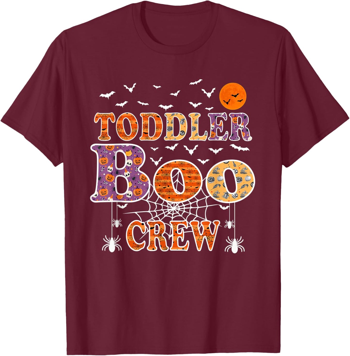 Toddler Boo Crew Funny Halloween Daycare Teacher Kids T-Shirt - T-Shirt | Maroon