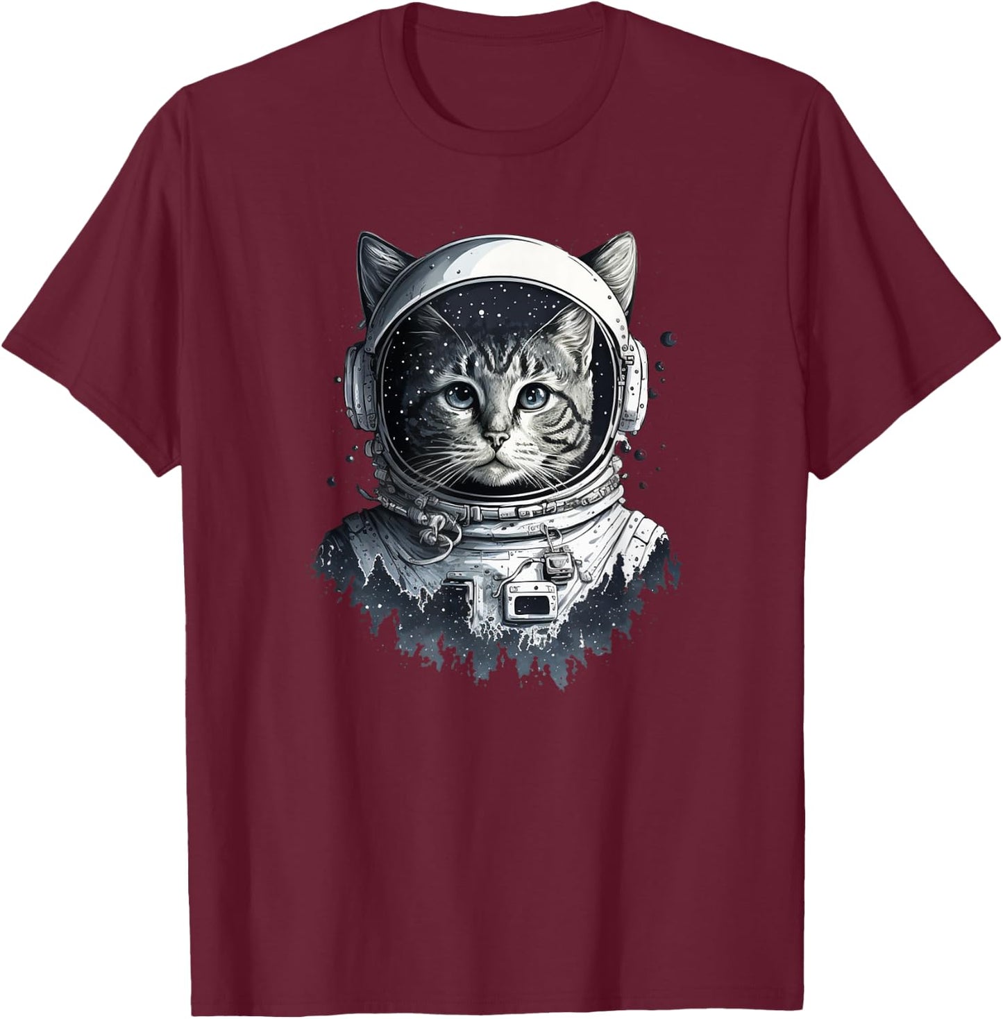 Space Astronaut Cat - Space Cat T-Shirt - T-Shirt | Maroon