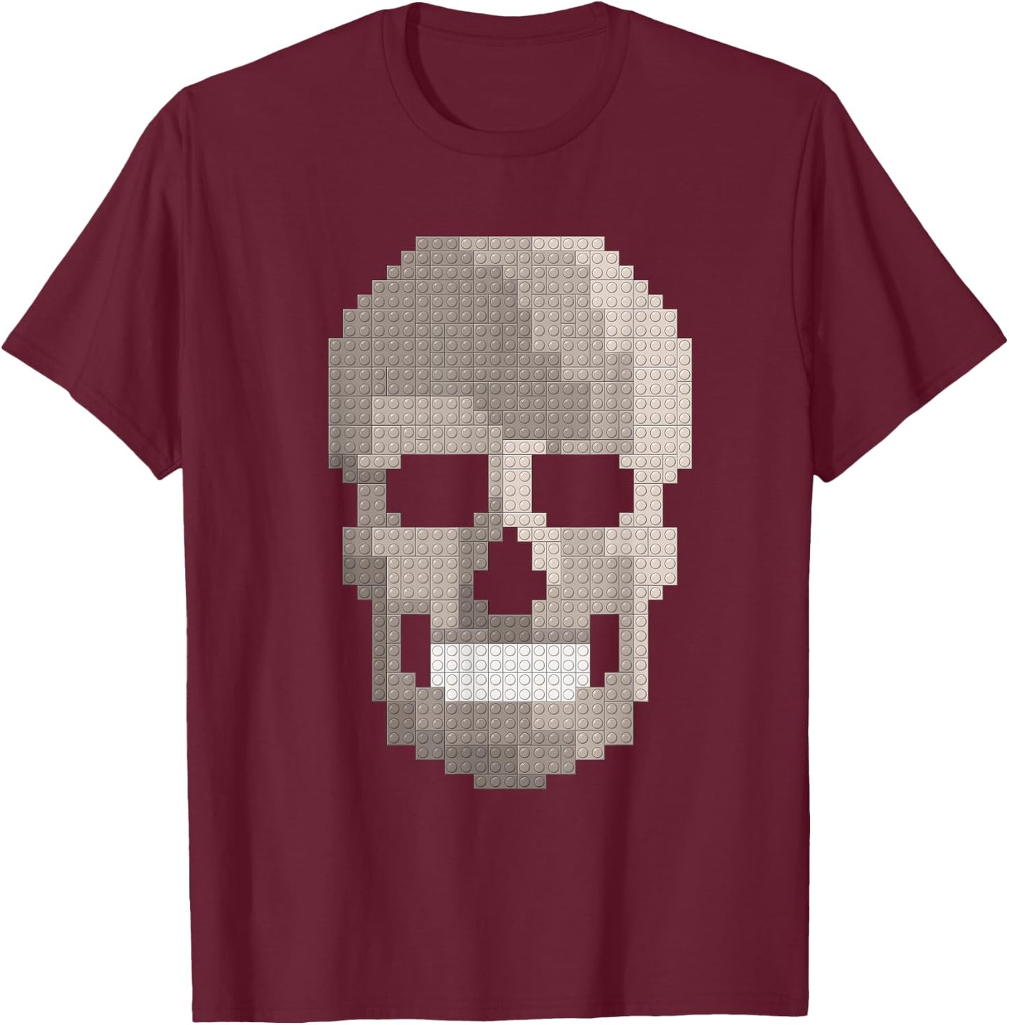 Skull Block Builder Bricks Halloween Skeleton Master Builder T-Shirt - T-Shirt | Maroon