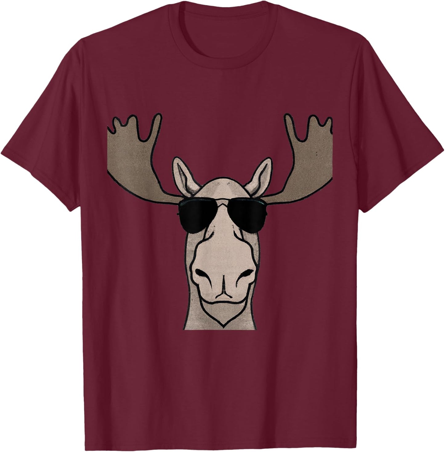 Moose Wearing Sunglasses Shades Retro Vintage Moose T-Shirt - T-Shirt | Maroon