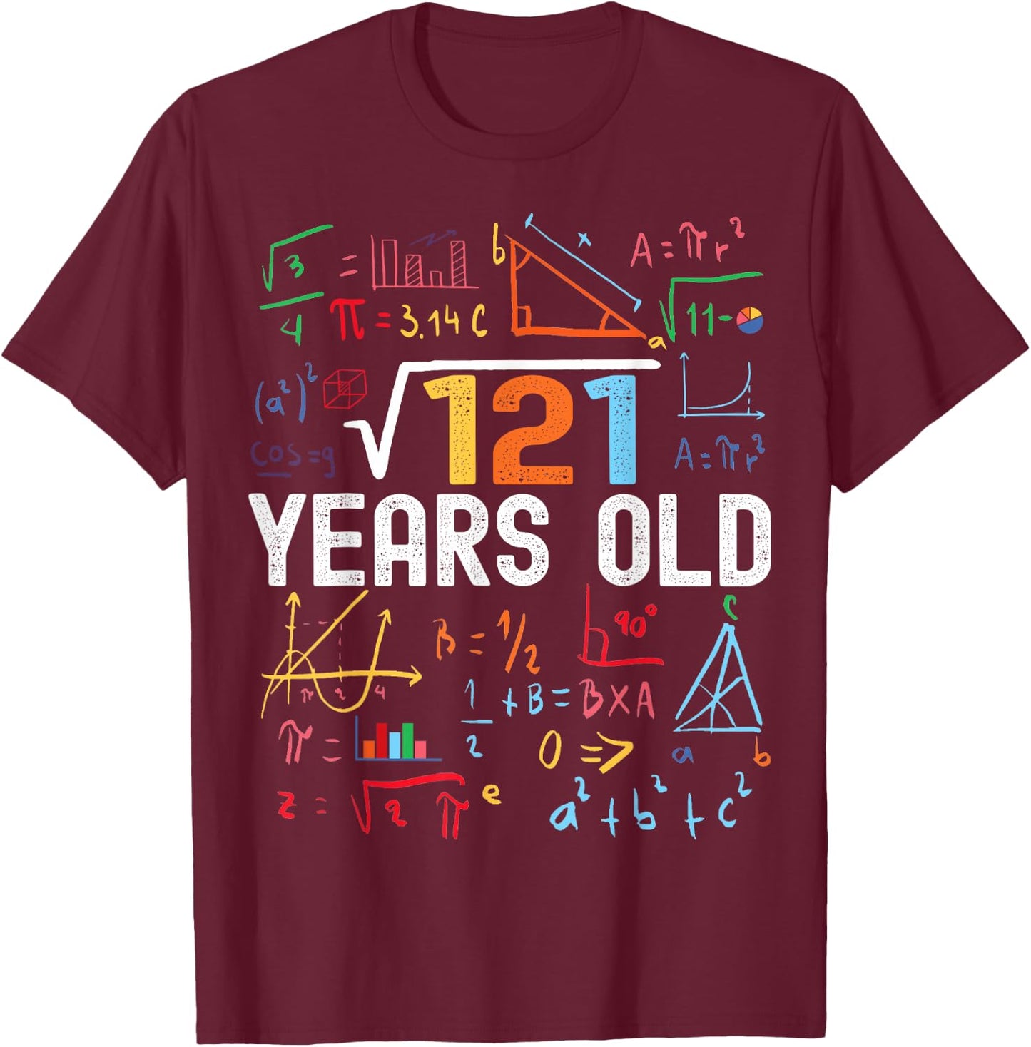 Square Root of 121 11th Birthday 11 Years Old Birthday T-Shirt - T-Shirt | Maroon