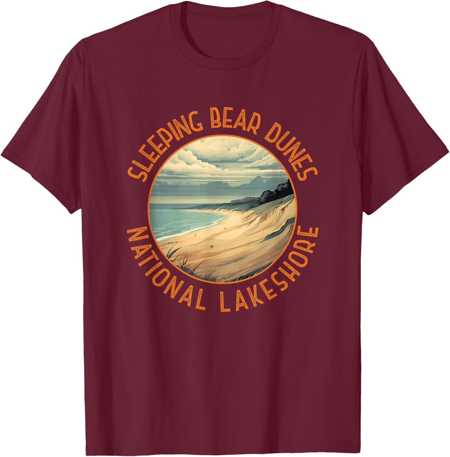 Sleeping Bear Dunes National Lakeshore Distressed Circle T-Shirt - T-Shirt | Maroon