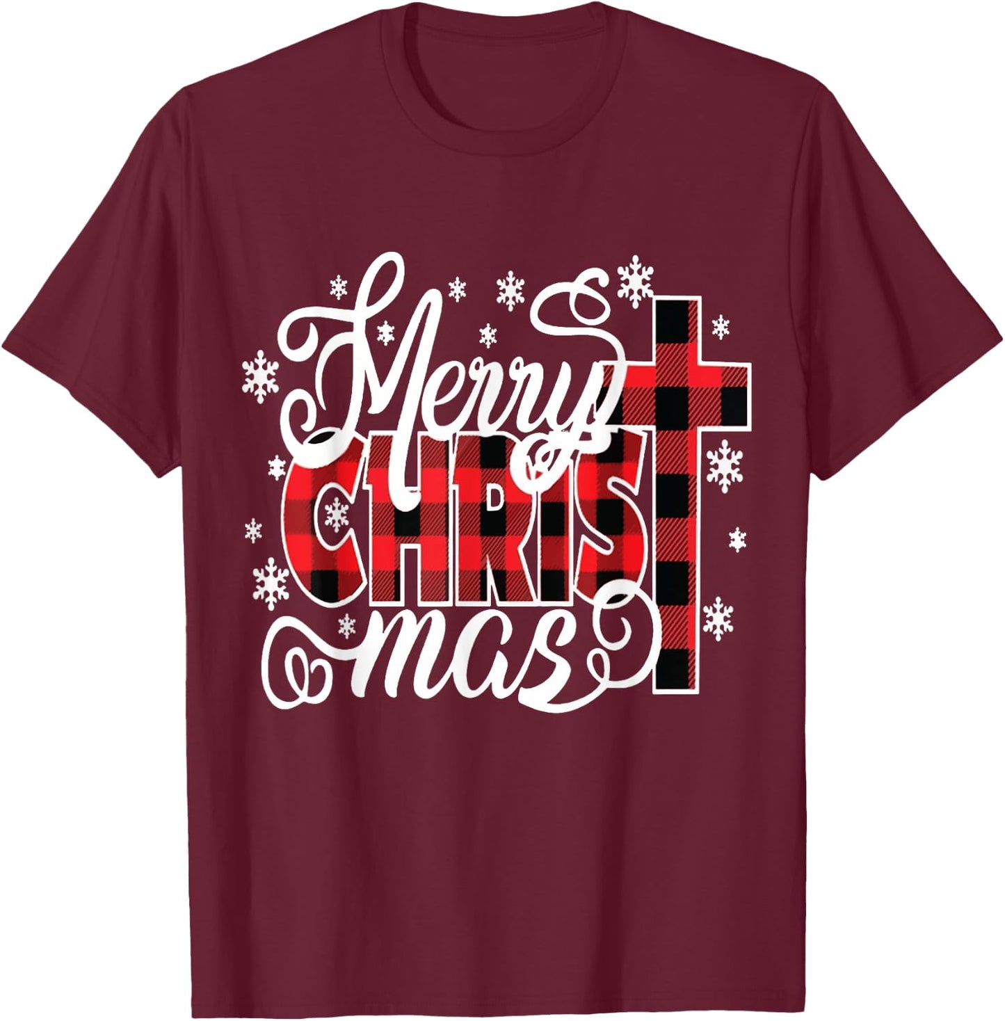 Merry Christ Mas Christian Jesus Christmas PJs Xmas Pajamas T-Shirt - T-Shirt | Maroon