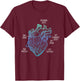 Parts Of Heart Cardiology Men Women Anatomical Cardiac T-Shirt - T-Shirt | Maroon