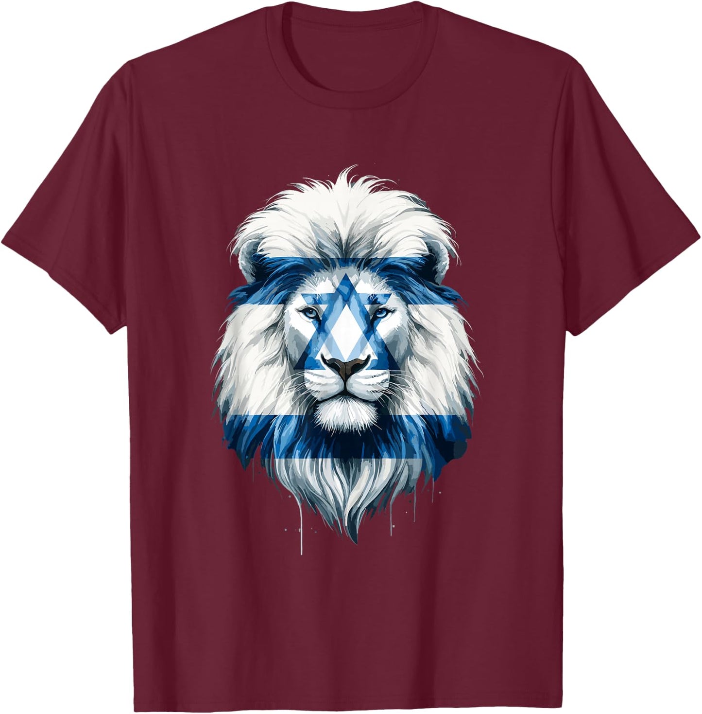 Jewish Israel Flag Lion David Star Yisrael Proud Israelites T-Shirt - T-Shirt | Maroon