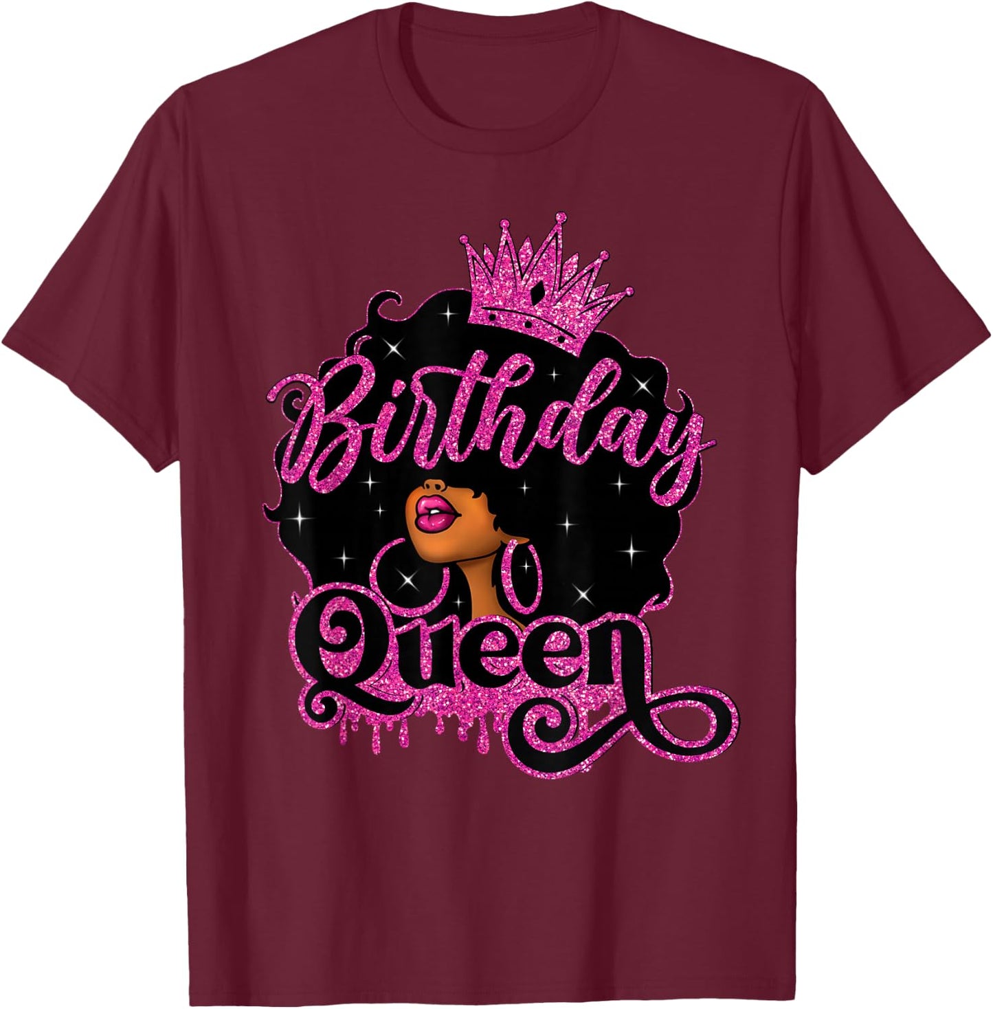 African American Black Queen Birthday Afro Women Girls T-Shirt - T-Shirt | Maroon