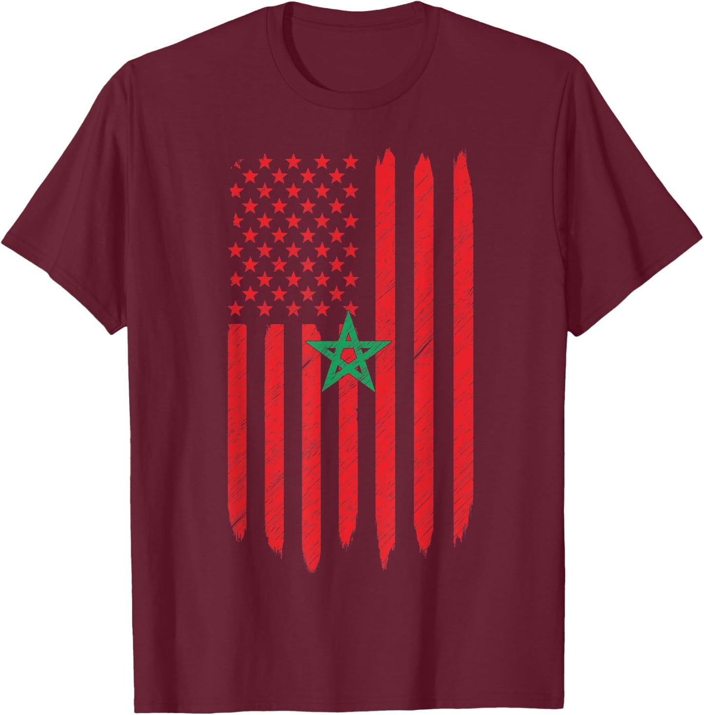 Morocco USA Moroccan American Flag Love Home 4th Of July Kids Men T-Shirt - T-Shirt | Maroon