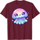 Cute Kawaii Jellyfish Anime Fun Blue Pink Sea Critter T-Shirt - T-Shirt | Maroon