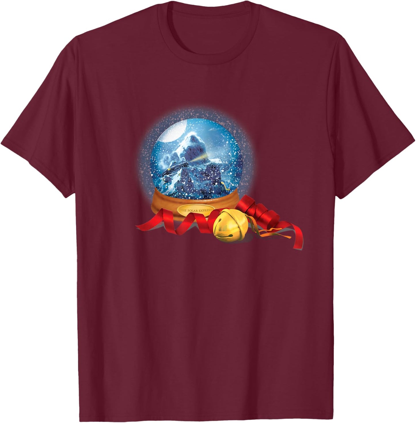 The Polar Express Christmas Snow Globe With The Sleigh Bell T-Shirt - T-Shirt | Maroon