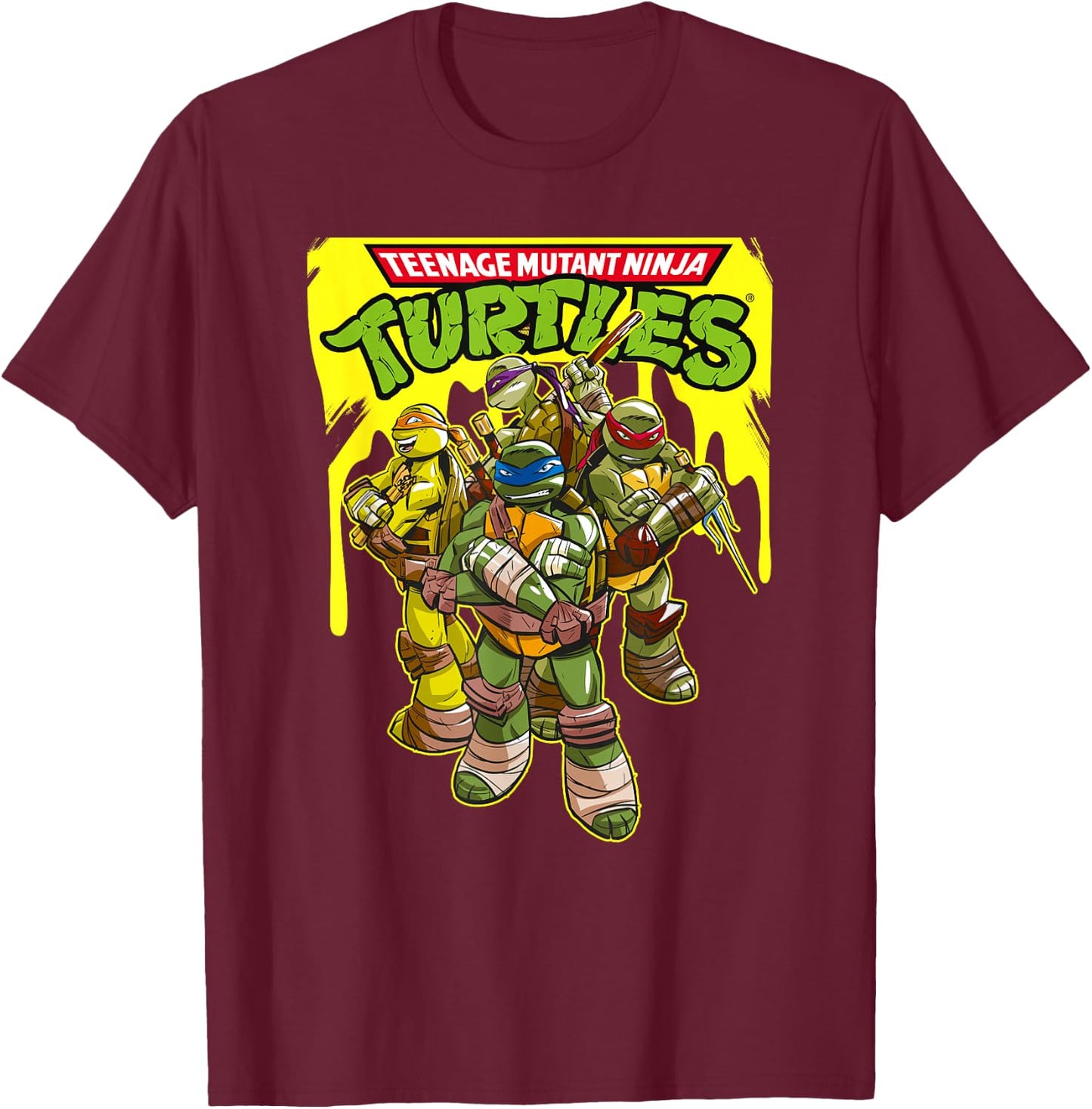 TMNT Yellow Splatter Paint T-Shirt - T-Shirt | Maroon