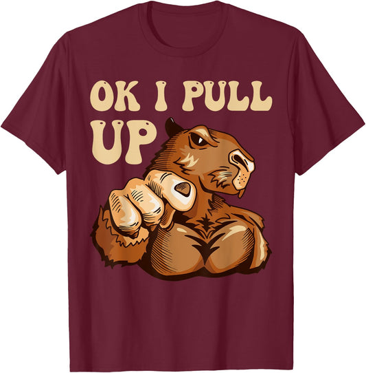 Muscular Gym Capybara Funny T-Shirt - T-Shirt | Maroon