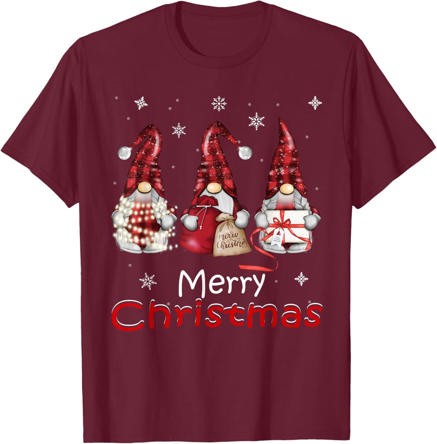 Gnome Gifts Funny Family Christmas Shirts Women 2024 T-Shirt - T-Shirt | Maroon