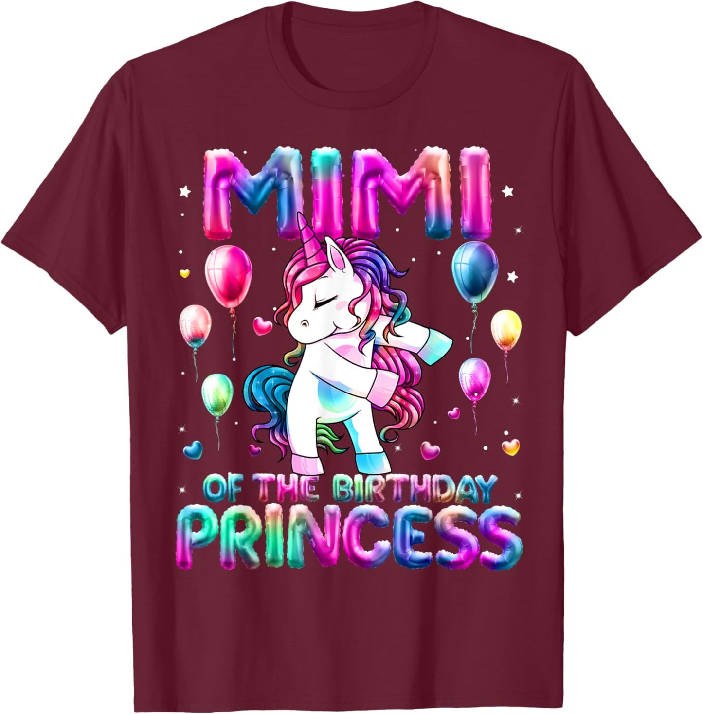 Grandma of the Birthday Princess Girl Flossing Unicorn Mimi T-Shirt - T-Shirt | Maroon
